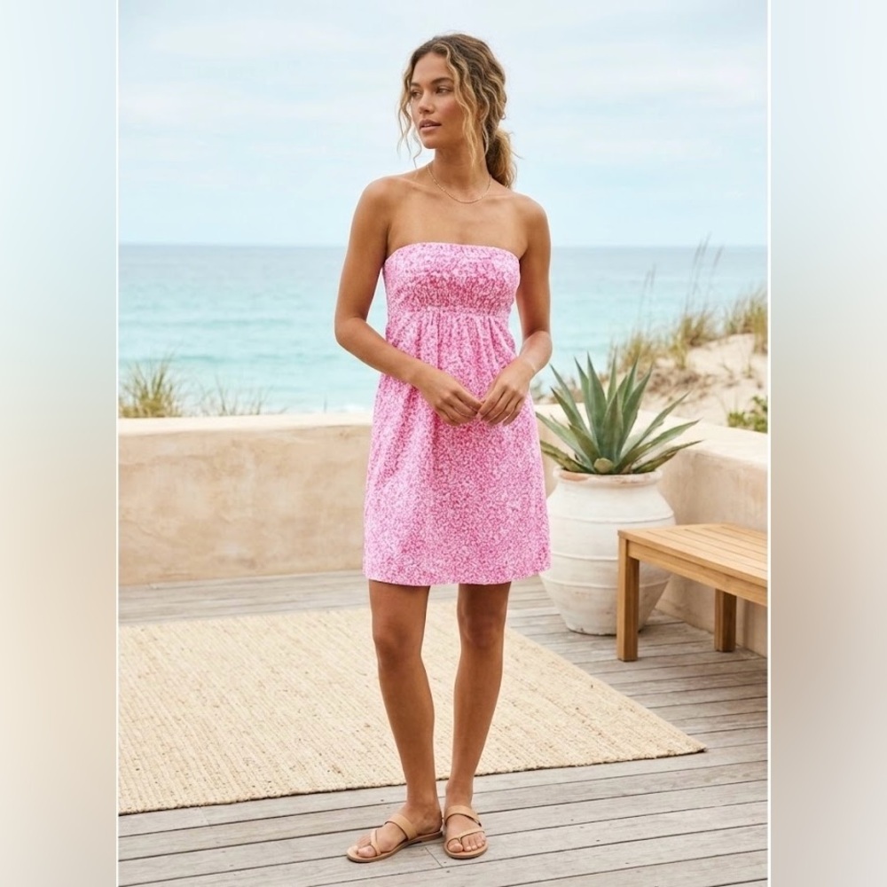 Lilly Pulitzer Strapless Dress Pink and White Size 0